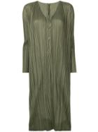 Pleats Please Issey Miyake Pleated Long Cardigan - Green