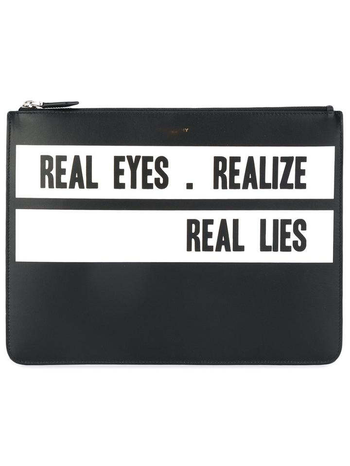 Givenchy Slogan Print Clutch, Men's, Black, Leather