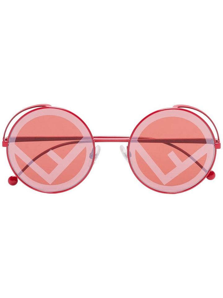 Fendi Eyewear Logo Lens Round Sunglasses - Red