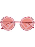 Fendi Eyewear Logo Lens Round Sunglasses - Red