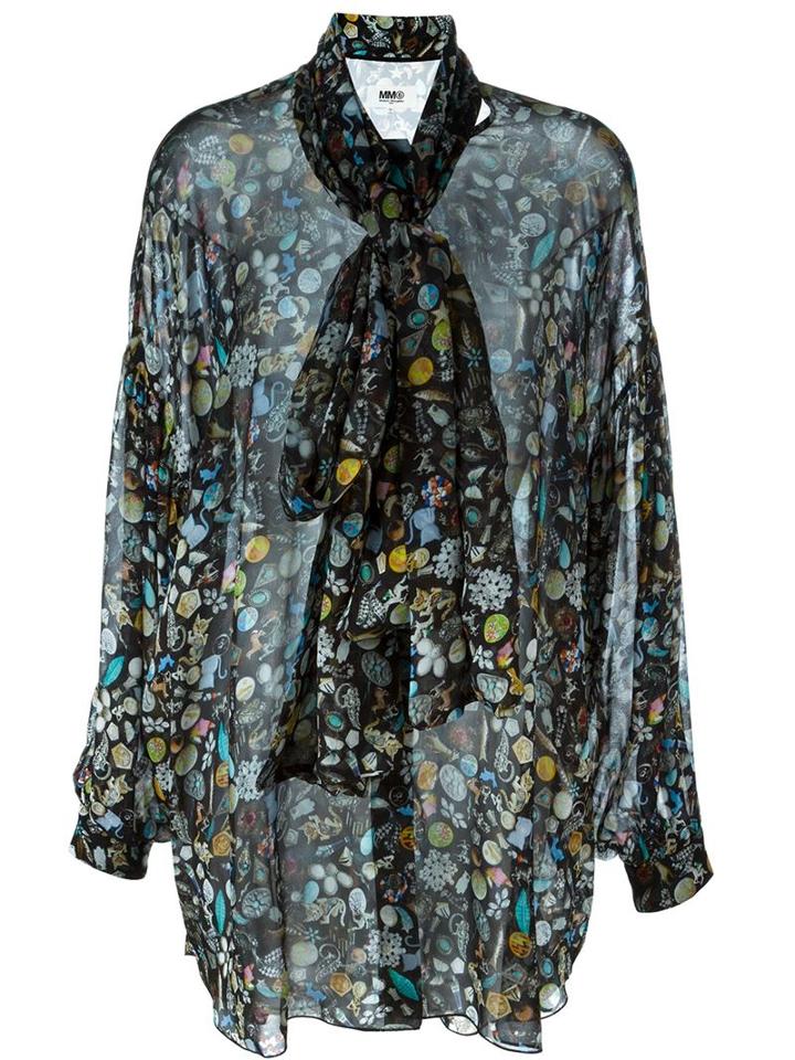 Mm6 Maison Margiela Printed Pussy Bow Shirt