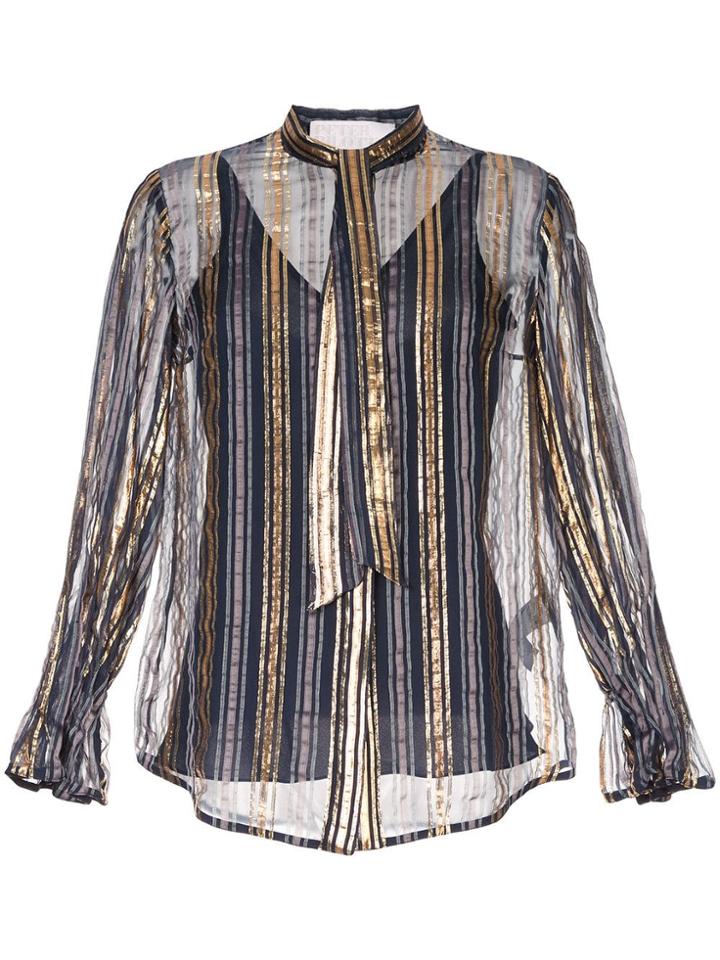 Peter Pilotto Metallic Striped Blouse - Blue