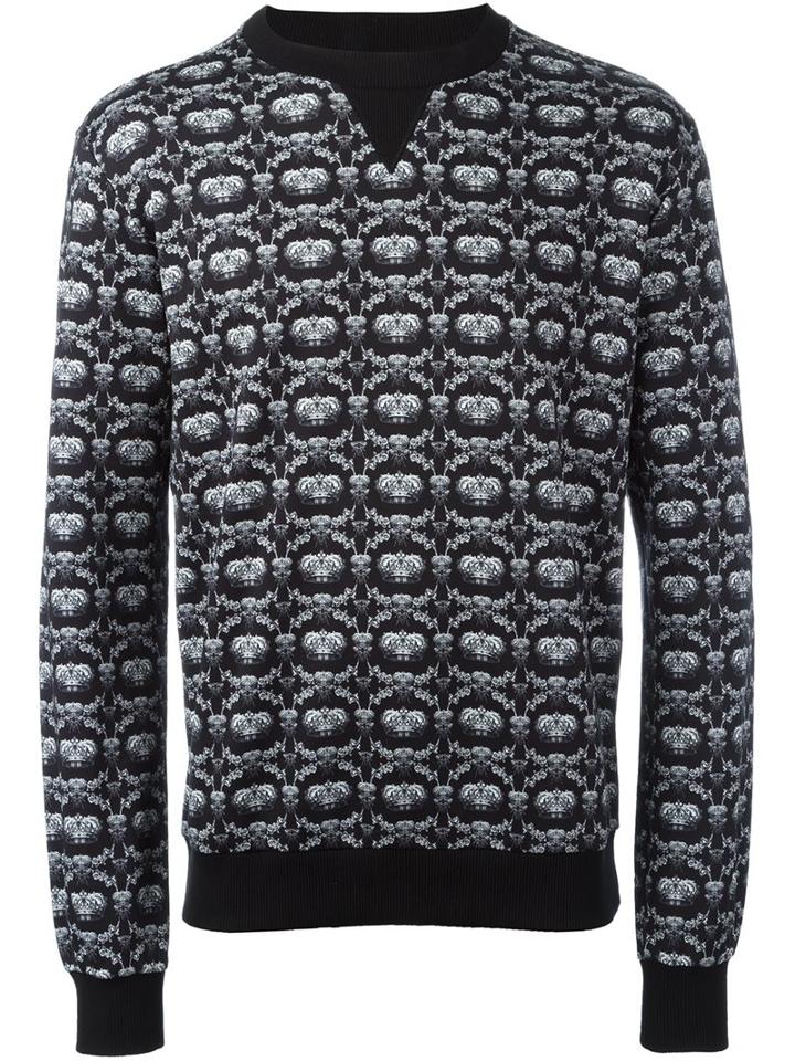 Dolce & Gabbana Crown & Bee Print Sweatshirt, Men's, Size: 46, Black, Cotton