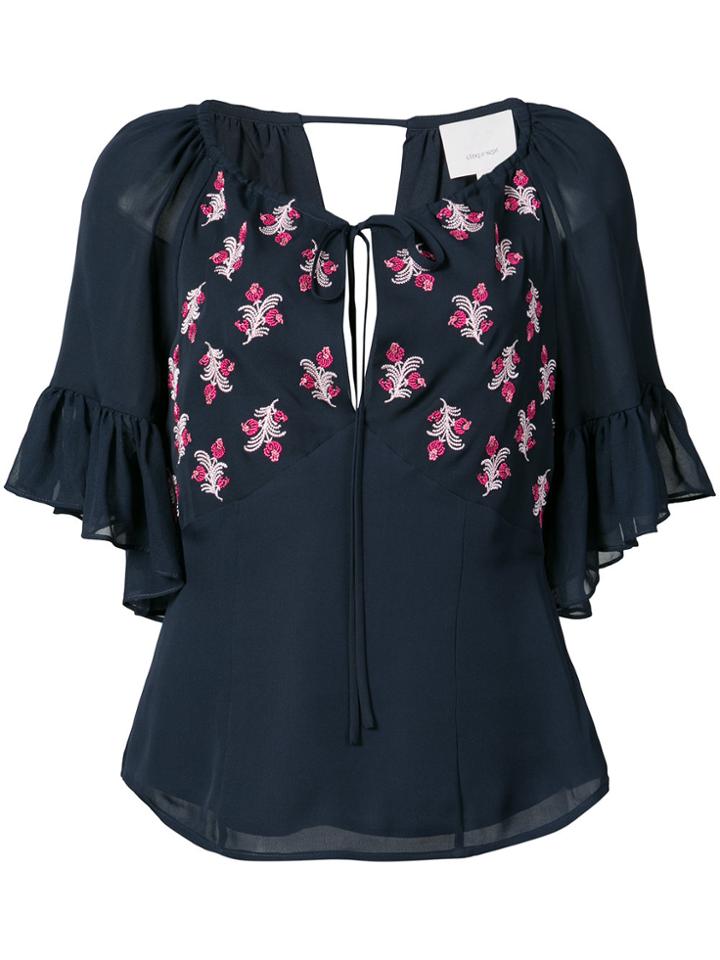 Cinq A Sept Floral Embroidered Top - Blue