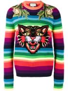 Gucci - Embroidered Cat Intarsia Jumper - Men - Wool - S, Black, Wool