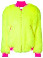 Alberta Ferretti Faux Fur Bomber Jacket - Yellow & Orange