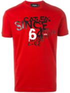 Dsquared2 Logo Numbers Print T-shirt, Men's, Size: Large, Red, Cotton