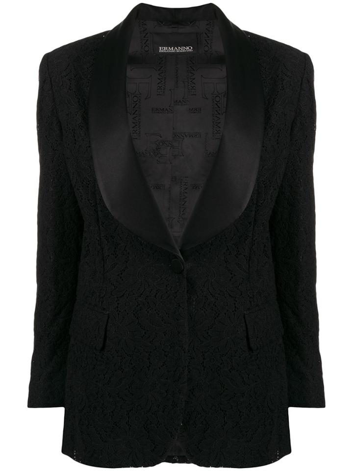Ermanno Scervino Lace Detail Blazer - Black