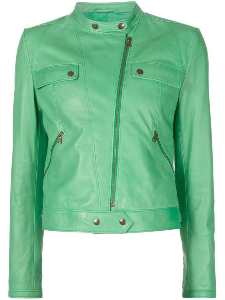 Tomas Maier Band Collar Biker Jacket