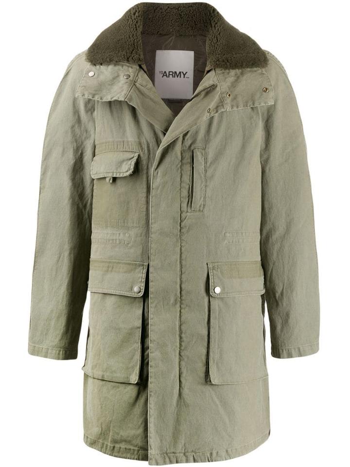 Yves Salomon Army Fur Trimmed Collar Parka - Green
