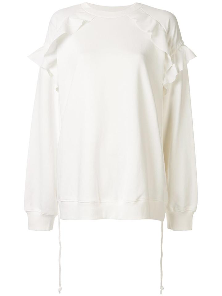 J Koo Ruffle Long-sleeve Sweatshirt - White