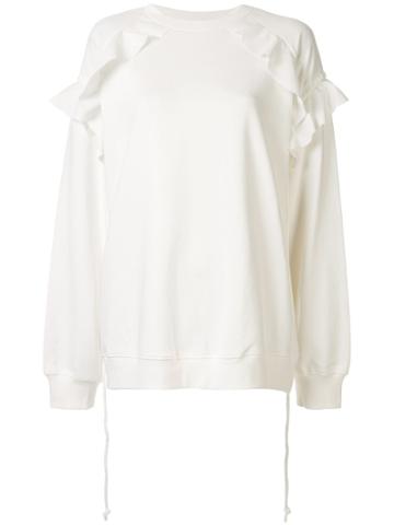 J Koo Ruffle Long-sleeve Sweatshirt - White