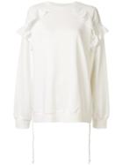 J Koo Ruffle Long-sleeve Sweatshirt - White