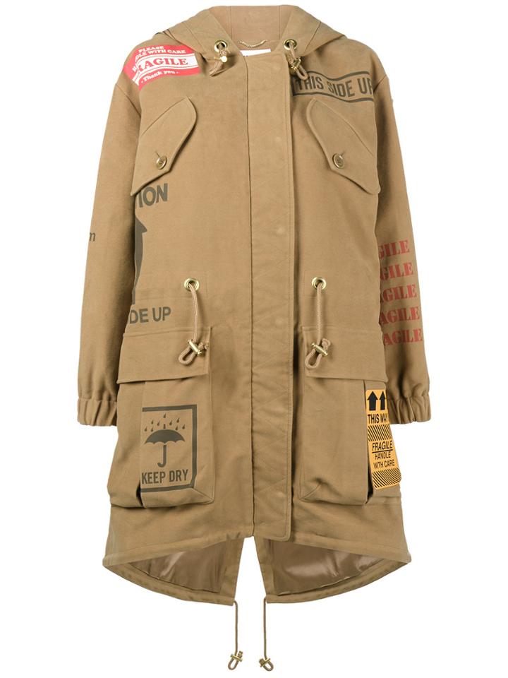 Moschino Printed Oversized Hooded Parka - Nude & Neutrals