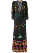 Jessie Western Star Print Wrap Dress - Black
