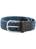 Canali Elastic Woven Belt, Men's, Size: 100, Blue, Leather/polyester