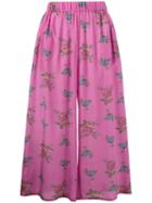 Natasha Zinko - Floral Print Wide Leg Culottes - Women - Silk - 42, Pink/purple, Silk