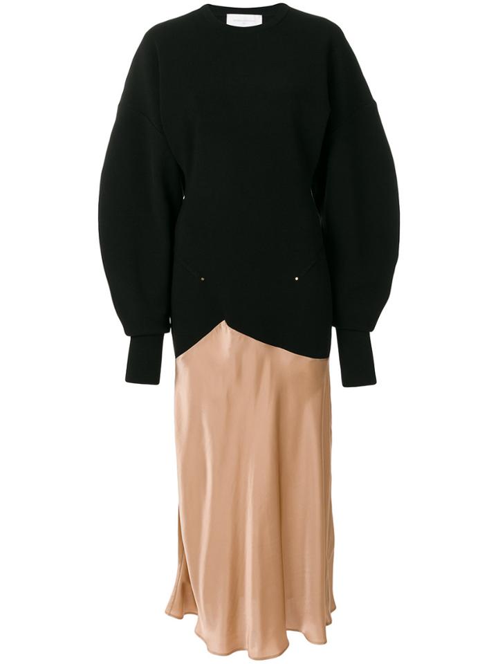 Esteban Cortazar Contrast Material Longsleeved Dress - Black