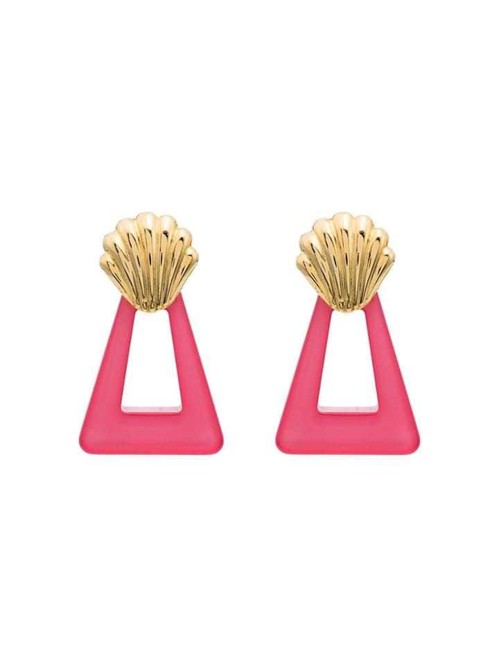 Rixo Helene Triangle Shell Motif Earrings - Pink