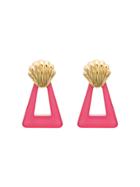 Rixo Helene Triangle Shell Motif Earrings - Pink