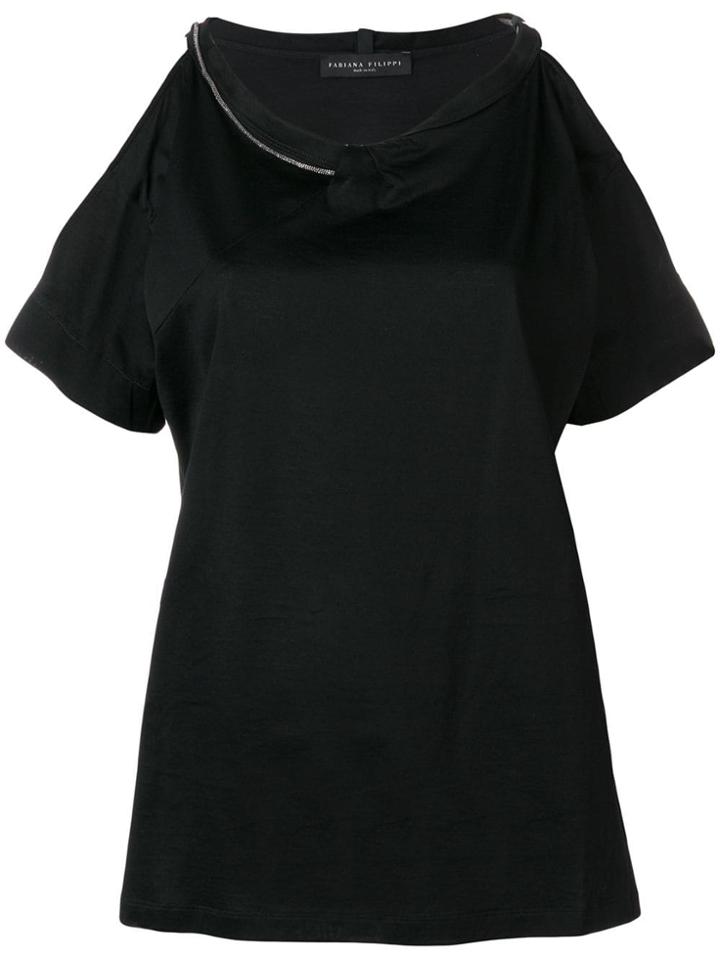 Fabiana Filippi Cut-out Shoulder T-shirt - Black