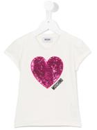 Moschino Kids Sequin Heart T-shirt, Girl's, Size: 6 Yrs, White