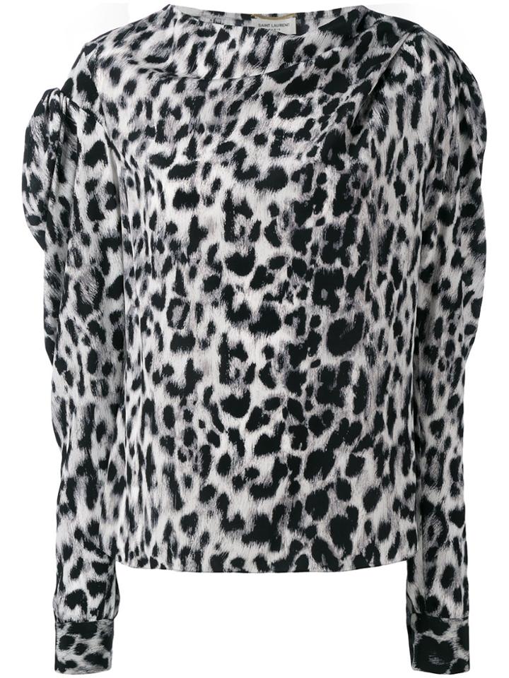 Saint Laurent Leopard Print Top - Grey