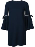 Oscar De La Renta 3/4 Flutter Sleeved Dress - Blue