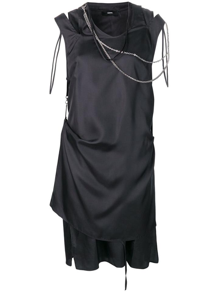 Diesel Draped Chain Tank Dress - Black