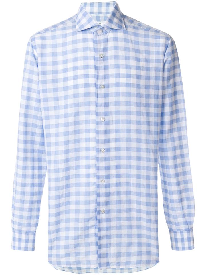 Barba Checked Print Shirt - Blue