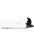 Nina Ricci Two Tone Ballerinas With A Pom Pom Detail - White