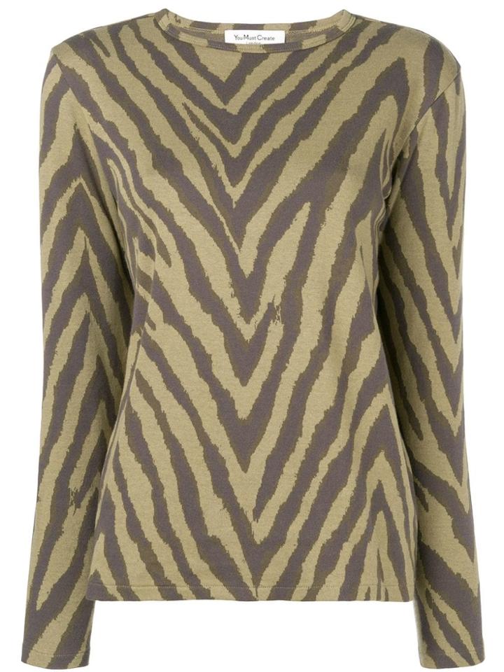 Ymc Zebra Print Sweatshirt - Green