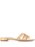 Stuart Weitzman Cami Round Toe Slides - Gold