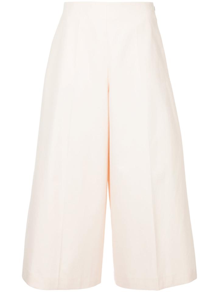 Delpozo High-rise Pleated Culottes - Pink & Purple