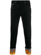 Neil Barrett Flame Print Slim Fit Jeans - Black