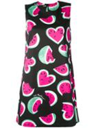 Love Moschino - Watermelon Heart Print Dress - Women - Cotton/spandex/elastane - 40, Women's, Black, Cotton/spandex/elastane