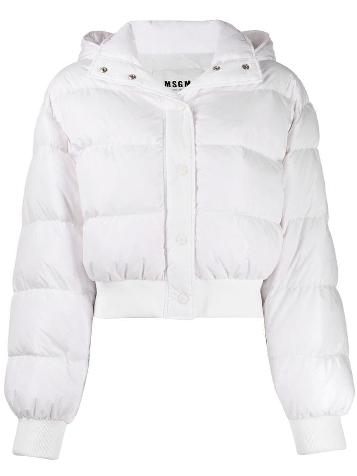 Msgm Logo Puffer Jacket - White