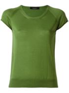 Roberto Collina Round Neck Knitted T-shirt, Women's, Size: Large, Green, Merino
