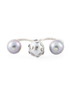 Maria Teresa Sottile Triple Pearl Studded Ring, Women's, Metallic