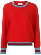 Essentiel Antwerp Oversized Stripe Trim Sweater - Red
