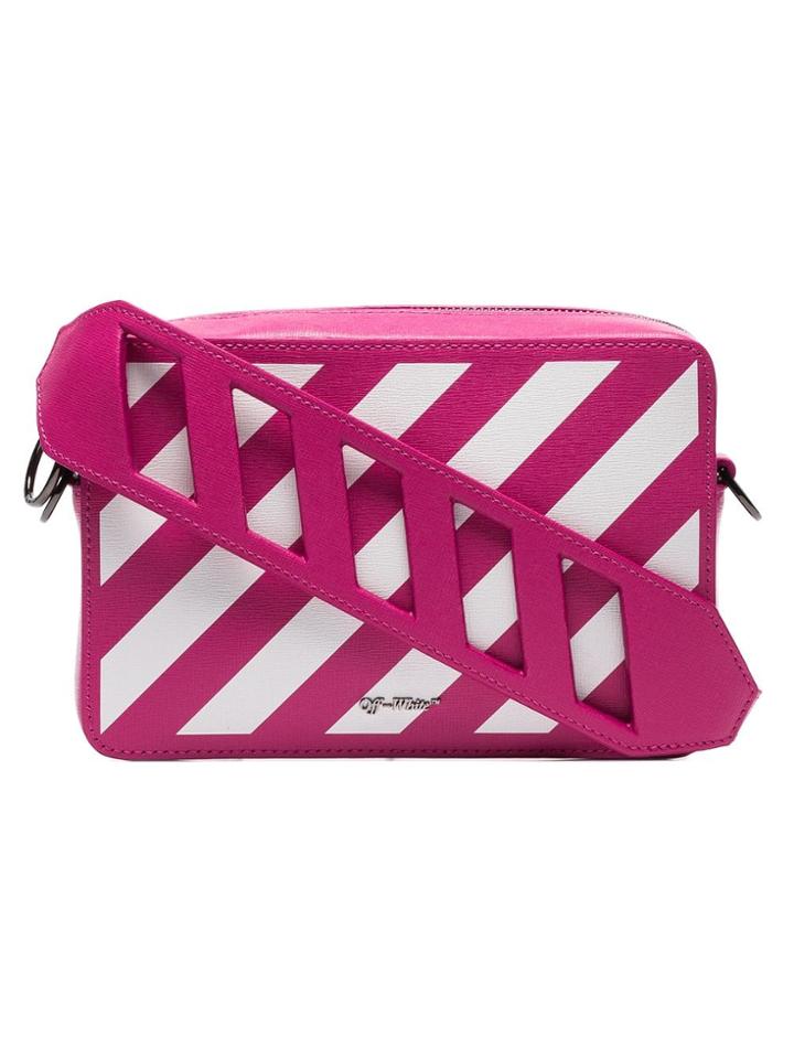 Off-white Pink Leather Diagonal Striped Belt Bag