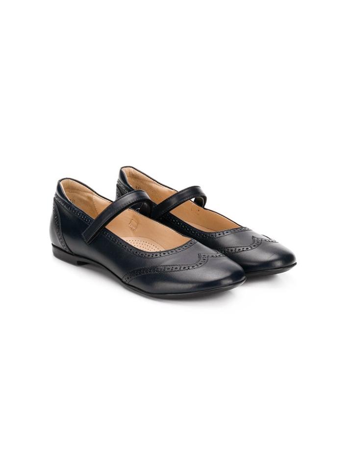 Gallucci Kids Girls Navy Blue Leather Shoes