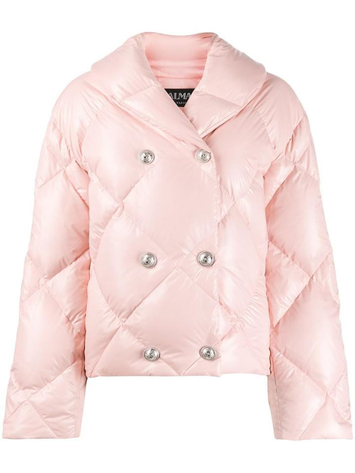Balmain Double-breasted Puffer Jacket - Pink