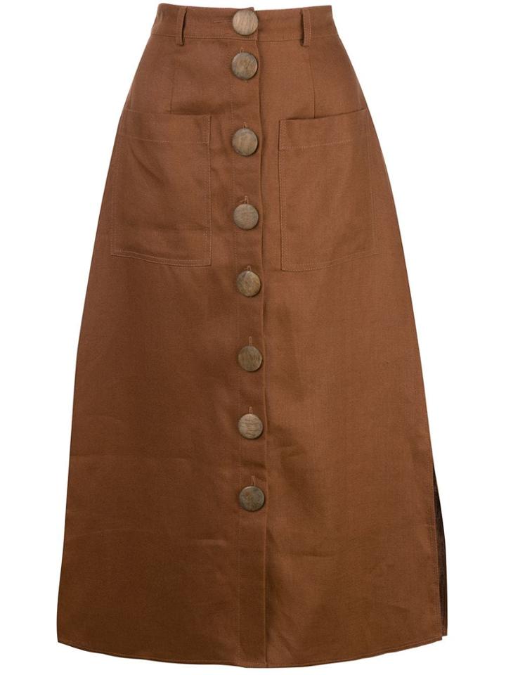 Nicholas Stitched Panel Skirt - Brown