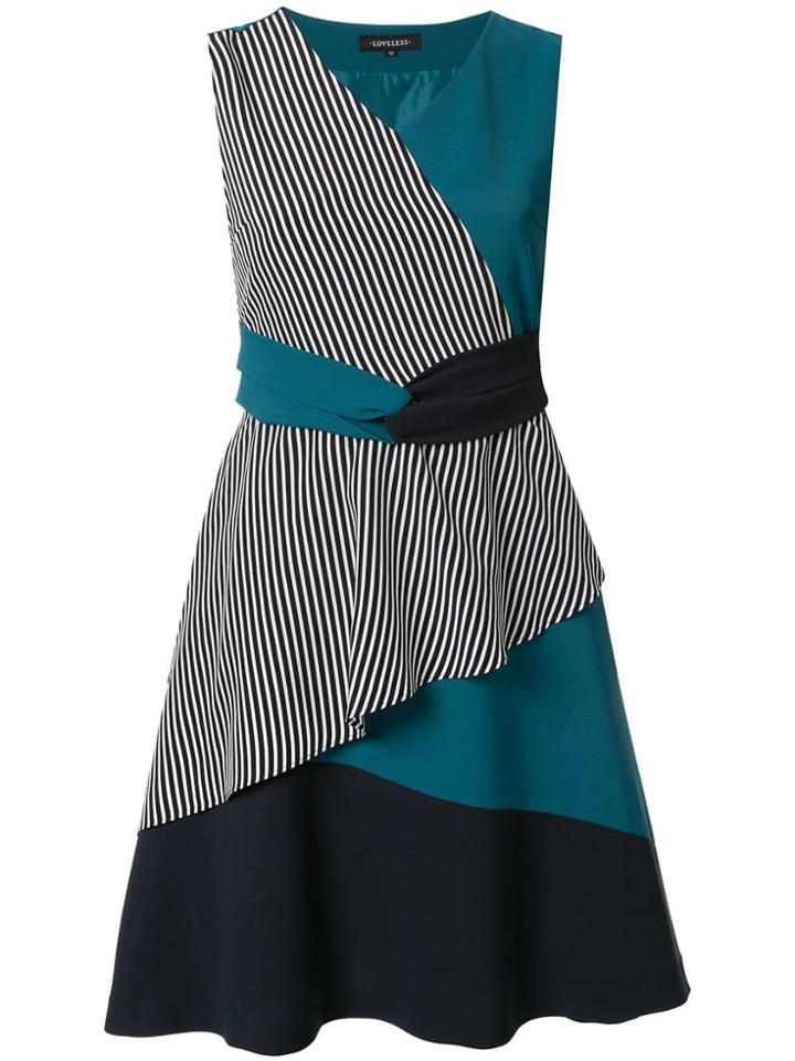 Loveless Colour Block Layered Dress - Blue