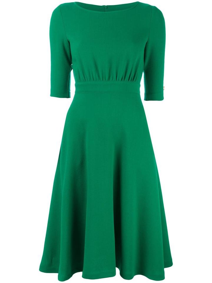 Ultràchic Shortsleeved Flared Dress, Women's, Size: 40, Green, Wool/polyester/spandex/elastane
