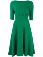 Ultràchic Shortsleeved Flared Dress, Women's, Size: 40, Green, Wool/polyester/spandex/elastane