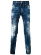 Dsquared2 - Paint Splatter Tapered Jeans - Men - Cotton/polyester/calf Leather - 52, Blue, Cotton/polyester/calf Leather