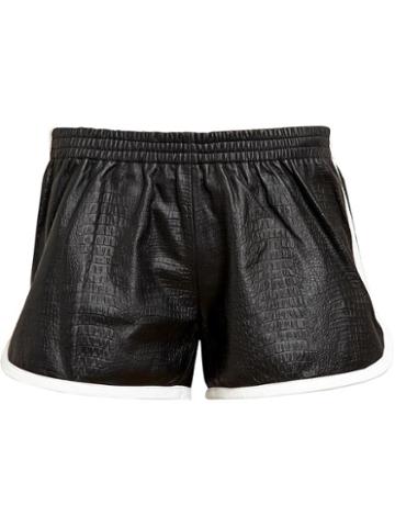 Love Leather Crocodile Embossed Leather Gym Shorts