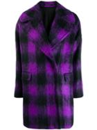 Tagliatore Oversized Plaid Coat - Purple